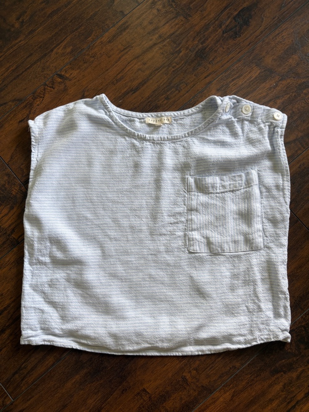 Copper Key Light Blue Short Sleeve Pocket Tee with Shoulder Buttons